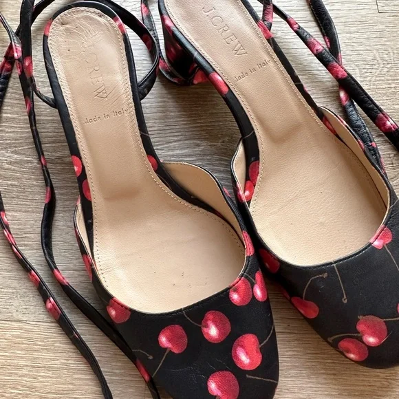 J. Crew Cherry Ankle Wrap Sandals🍒 - Picture 3 of 4